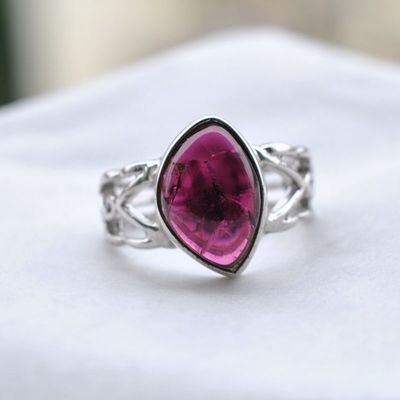 【母親款/送媽媽】天然碧璽鑲嵌925純銀鍍白金戒指 多尺寸 實(shí)拍2